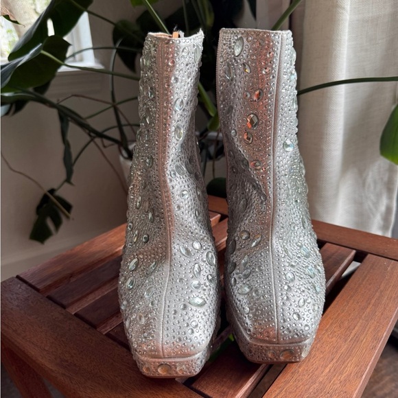 Jessica Simpson Silver Embellished Heeled Boots - Picture 2 of 8